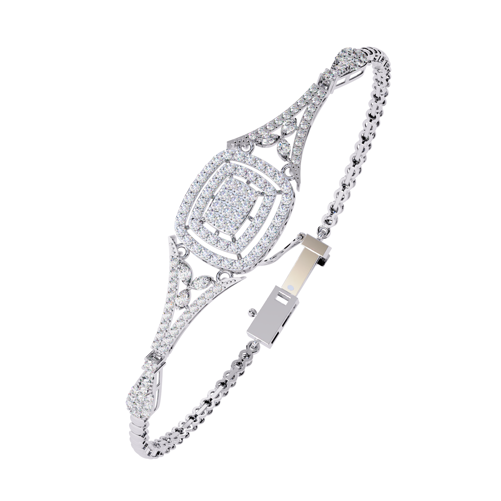 Solitairekart 1.07ctCubic Halo Natural Diamond Bracelet-HI Color, VS-SI Clarity